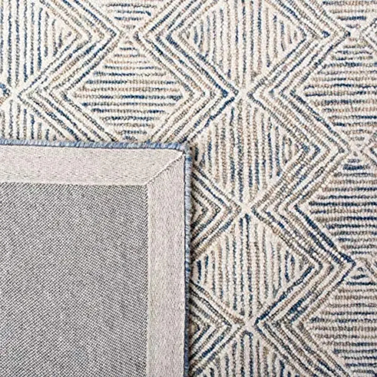 SAFAVIEH Micro-Loop Collection 3' x 5' BlueIvory MLP538M Handmade Premium Wool Entryway Living Room Foyer Bedroom Accent Rug