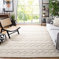 SAFAVIEH Natura Collection 9' Square Ivory NAT102C Handmade Moroccan Boho Tribal Wool & Cotton Living Room Dining Bedroom Area Rug
