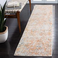 Safavieh Madison Collection 2'2" x 6' Ivory/Orange MAD453B Modern Abstract Non-Shedding Entryway Foyer Living Room Bedroom Kitchen Runner Rug
