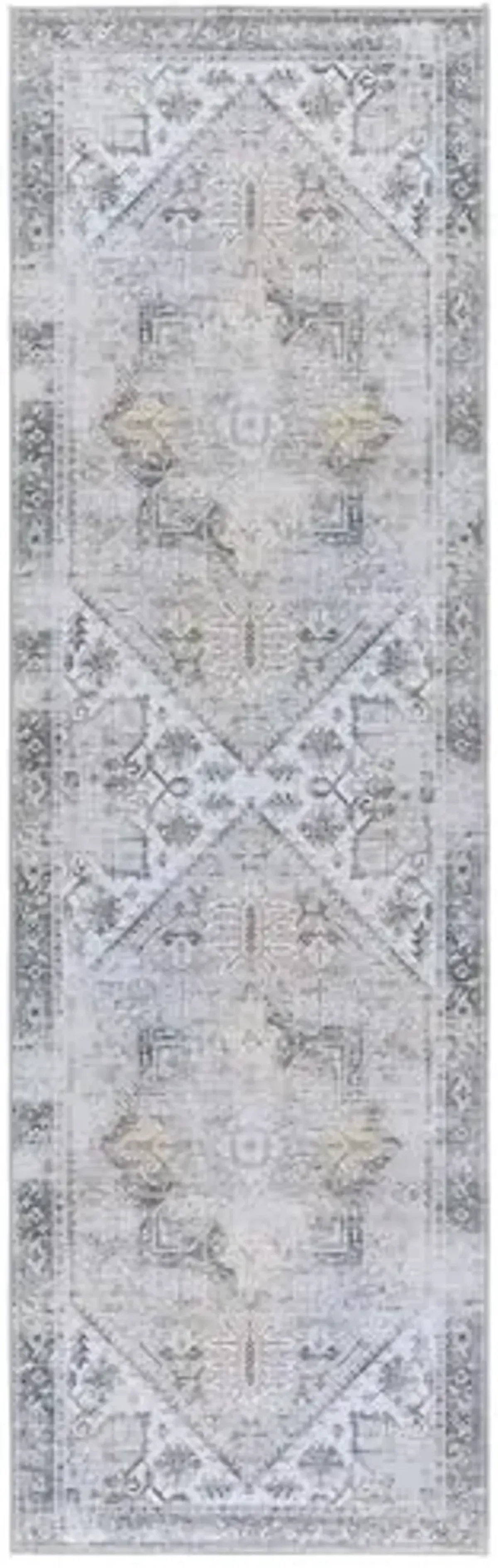 SAFAVIEH Washable Rug Tucson Collection - 2'6' x 8' Runner, Beige & Grey, Slip Resistant, Ideal for High Traffic Areas in Living Room, Hallway, Foyer, Kitchen, Bedroom (TSN102B-28)