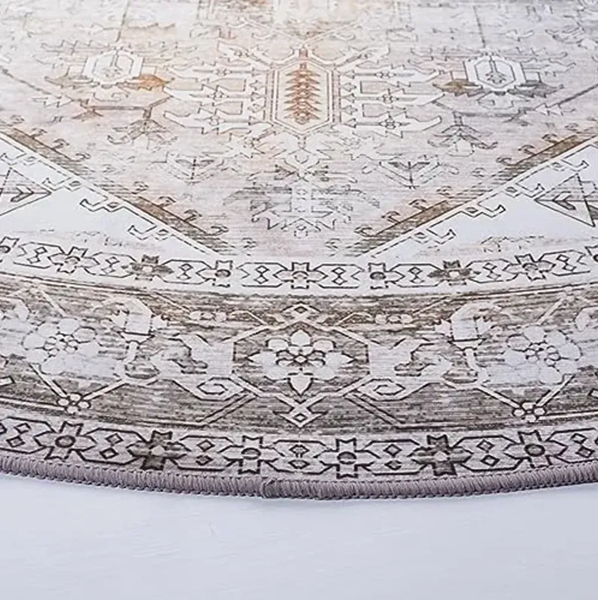 SAFAVIEH Washable Rug Tucson Collection - 2'6' x 8' Runner, Beige & Grey, Slip Resistant, Ideal for High Traffic Areas in Living Room, Hallway, Foyer, Kitchen, Bedroom (TSN102B-28)