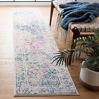 SAFAVIEH Tulum Collection 2' x 8' Ivory/Dark Blue TUL264D Moroccan Boho Distressed Non-Shedding Entryway Foyer Living Room Bedroom Kitchen Runner Rug