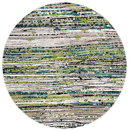 SAFAVIEH Porcello Collection 4' x 4' Round Cream/Green PRL6944L Modern Non-Shedding Entryway Foyer Living Room Bedroom Kitchen Area Rug