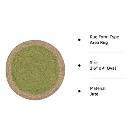 SAFAVIEH Natural Fiber Collection 2'6" x 4' Oval Green/Natural NF801G Handmade Boho Braided Premium Jute Entryway Foyer Living Room Bedroom Kitchen Area Rug