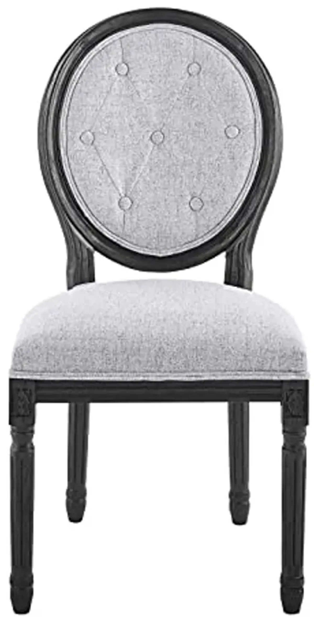 Modway Arise French Vintage Upholstered Fabric Dining Chair in Black Light Gray