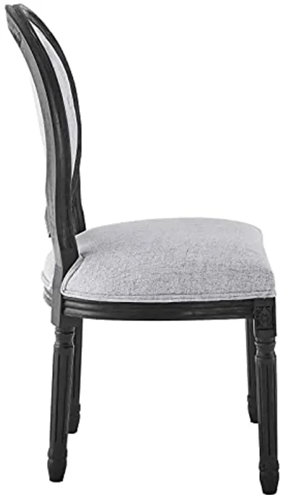 Modway Arise French Vintage Upholstered Fabric Dining Chair in Black Light Gray