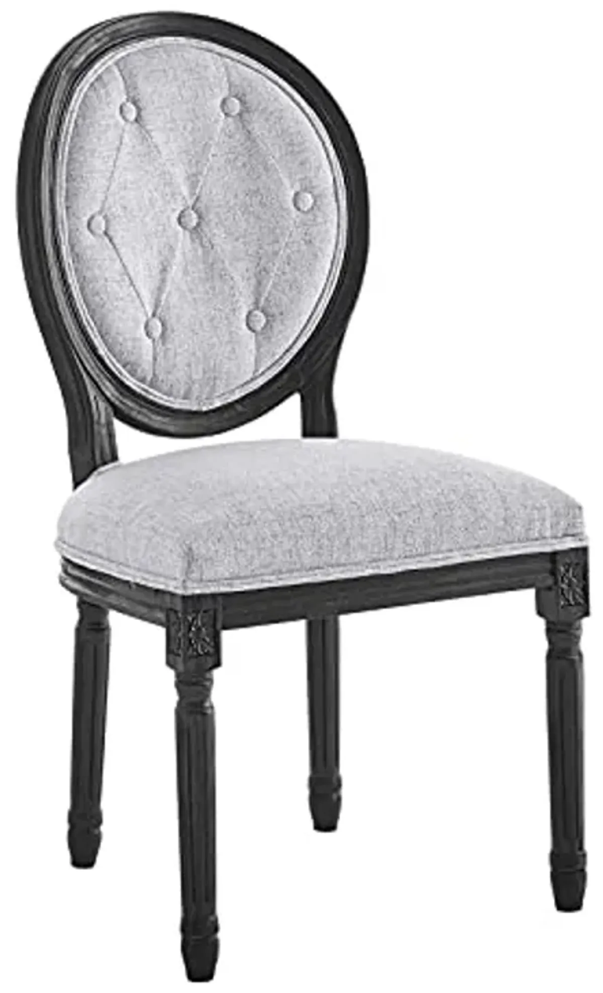 Modway Arise French Vintage Upholstered Fabric Dining Chair in Black Light Gray