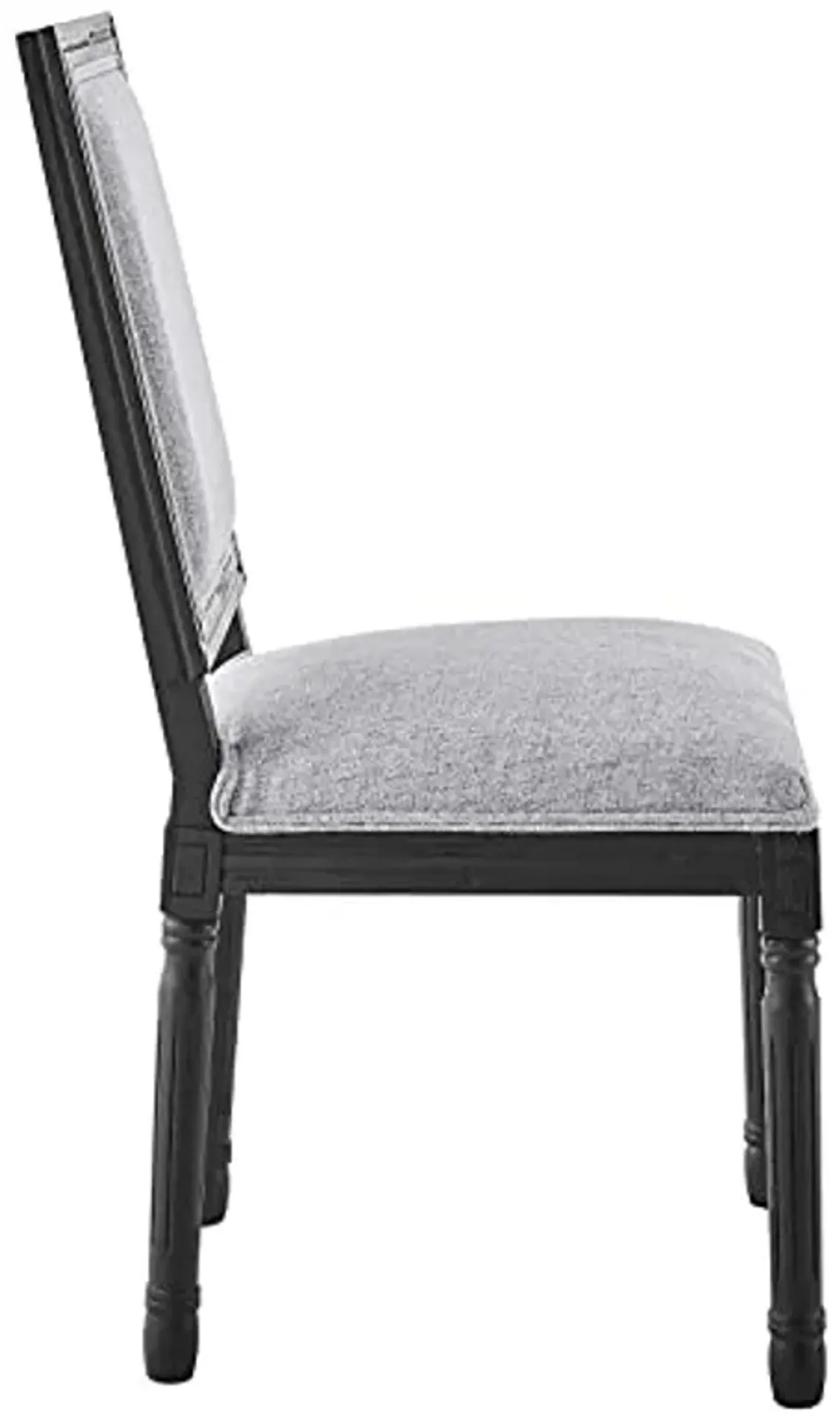 Modway Court French Vintage Upholstered Fabric Dining Chair in Black Light Gray