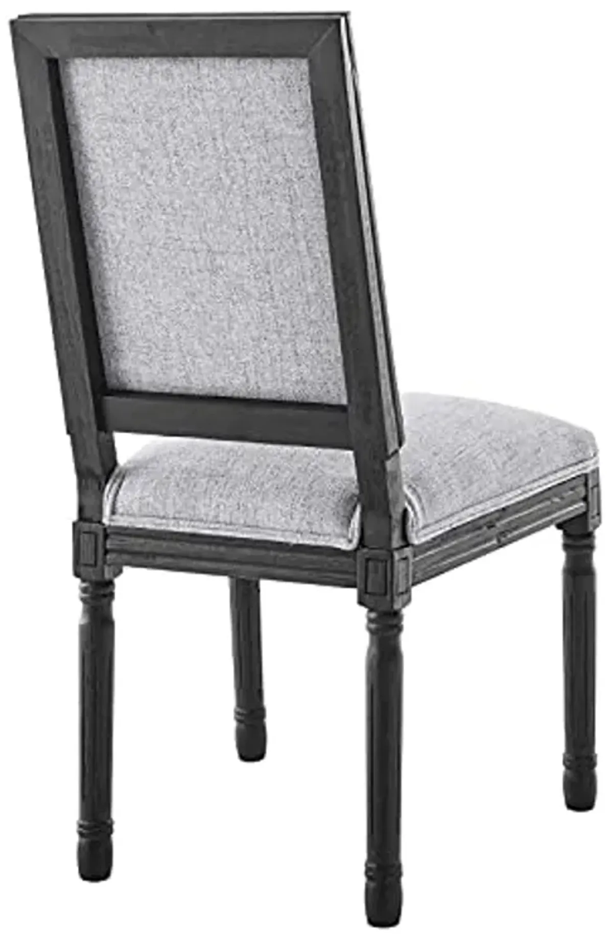 Modway Court French Vintage Upholstered Fabric Dining Chair in Black Light Gray