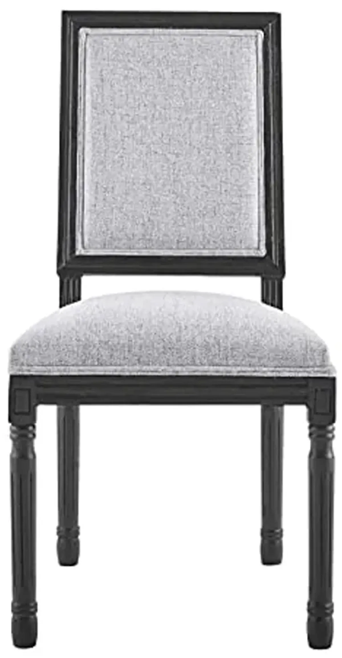 Modway Court French Vintage Upholstered Fabric Dining Chair in Black Light Gray