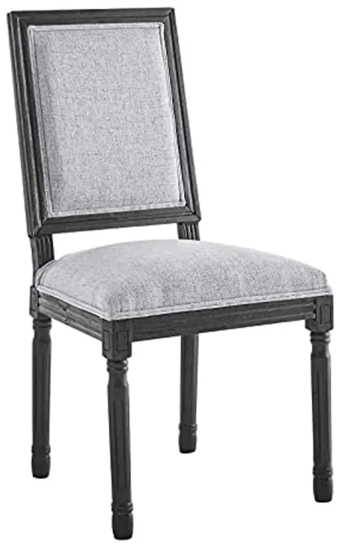 Modway Court French Vintage Upholstered Fabric Dining Chair in Black Light Gray