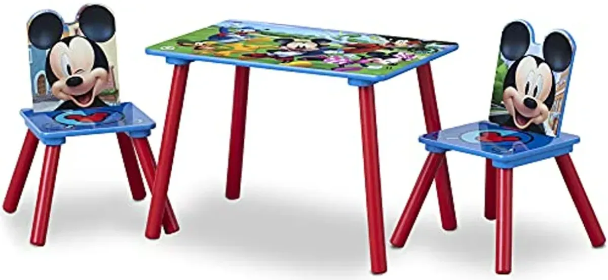 Mickey Mouse 4-Piece Playroom Solution – Set Includes Table and 2 Chairs and 6-Bin Toy Organizer