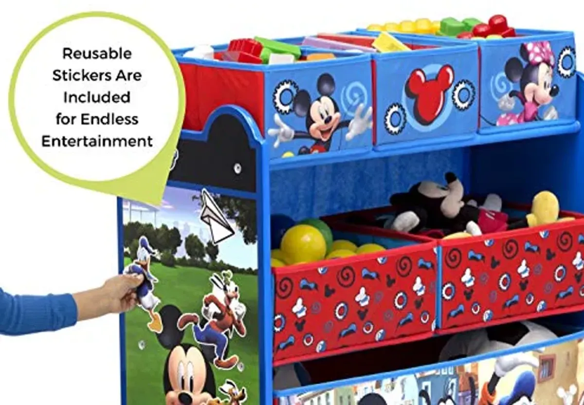 Mickey Mouse 4-Piece Playroom Solution – Set Includes Table and 2 Chairs and 6-Bin Toy Organizer