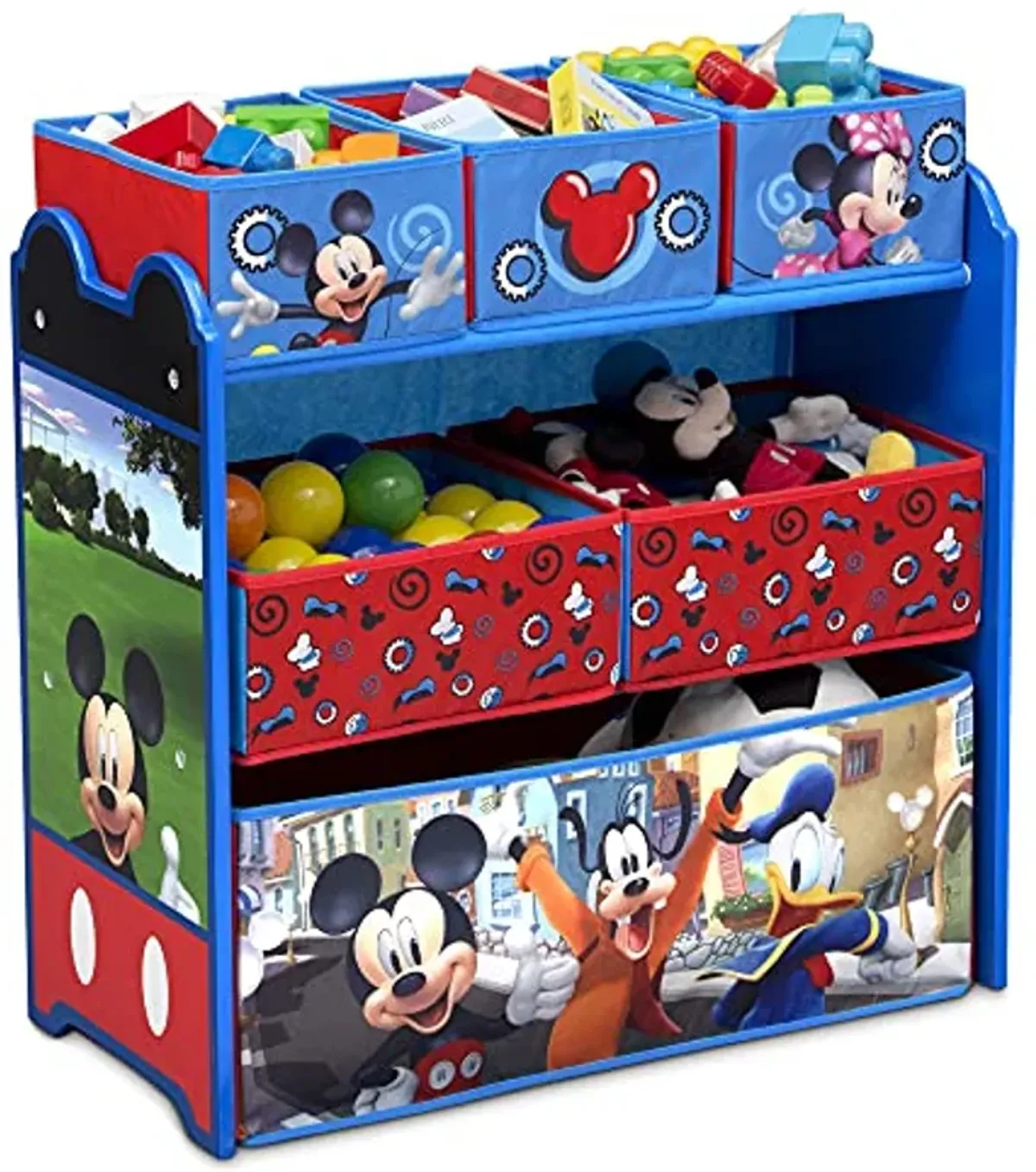 Mickey Mouse 4-Piece Playroom Solution – Set Includes Table and 2 Chairs and 6-Bin Toy Organizer