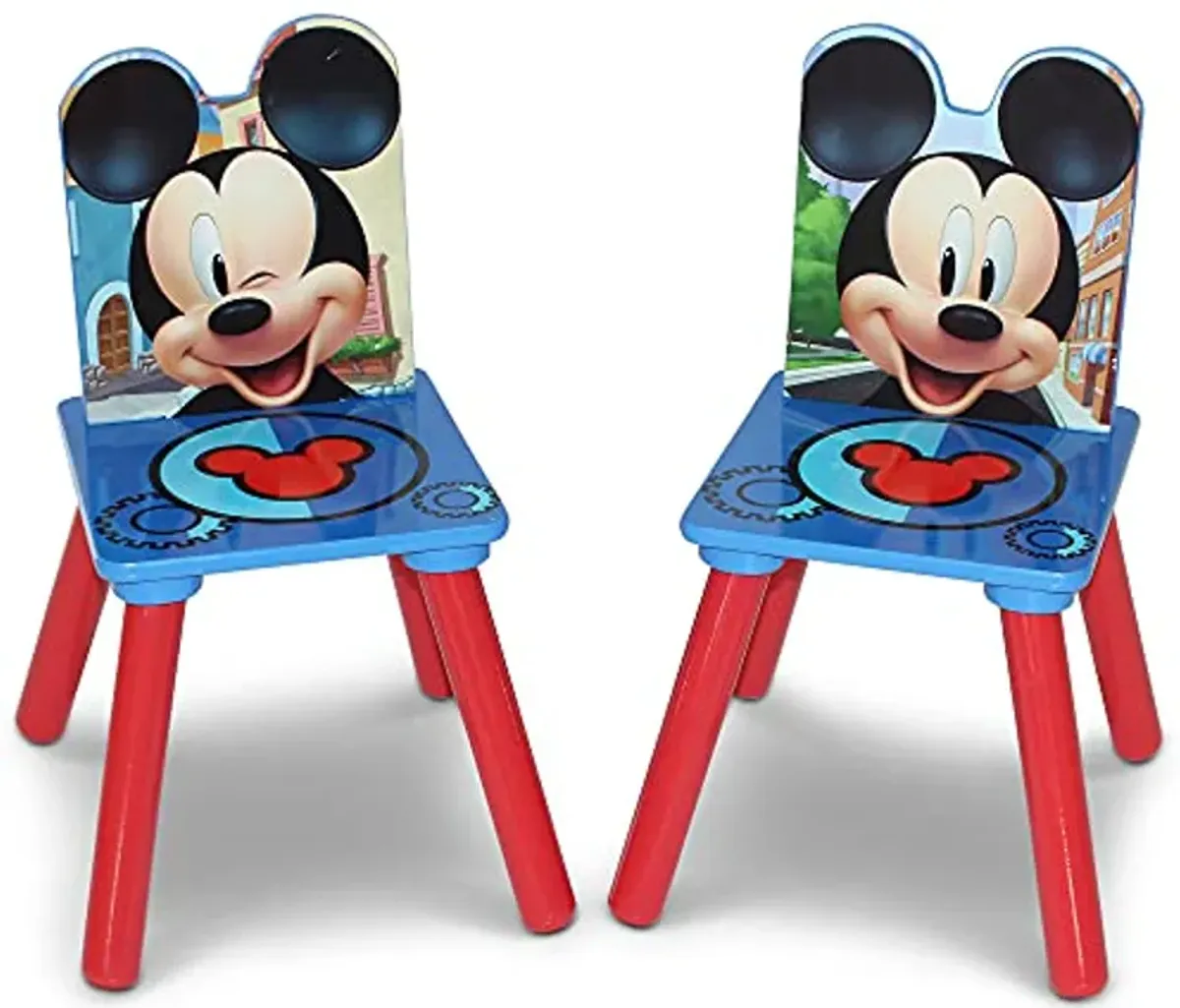 Mickey Mouse 4-Piece Playroom Solution – Set Includes Table and 2 Chairs and 6-Bin Toy Organizer