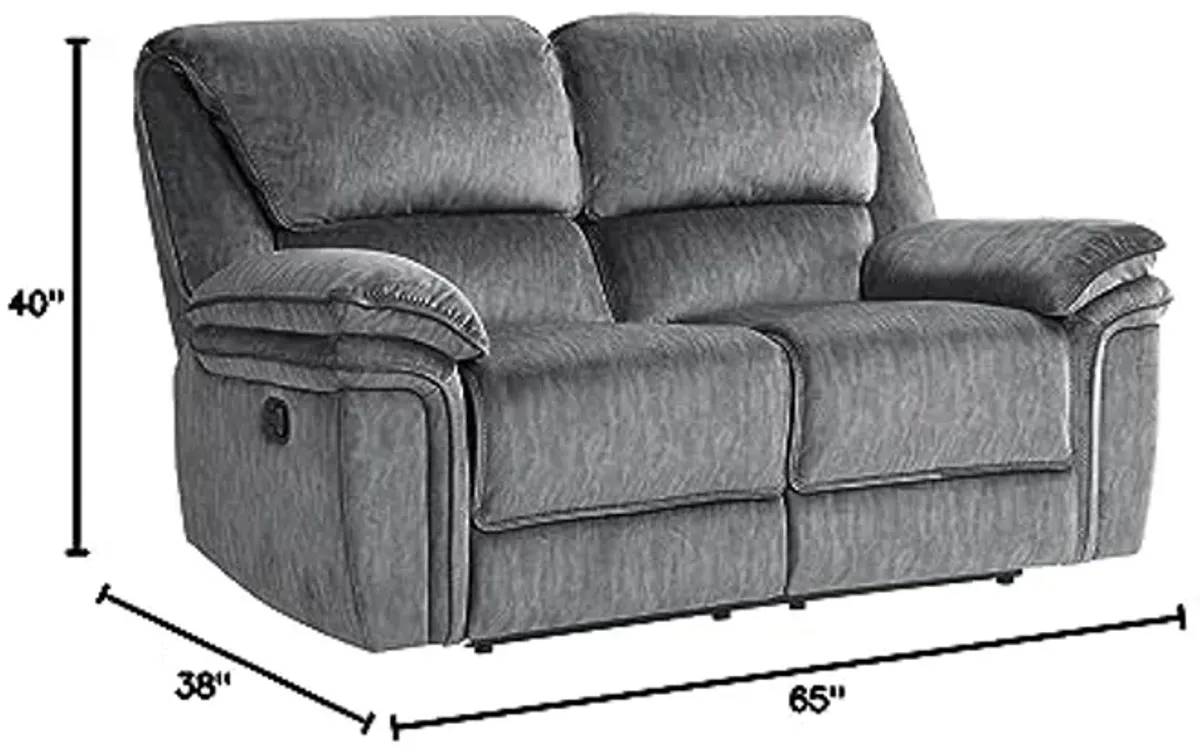 Lexicon Home Theater Seating, Wall Hugger Manual Reclining Sofa Couch, Dual Recliner Loveseat for Living Room, 2-Seater, Gray​