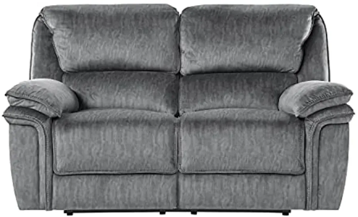 Lexicon Home Theater Seating, Wall Hugger Manual Reclining Sofa Couch, Dual Recliner Loveseat for Living Room, 2-Seater, Gray​