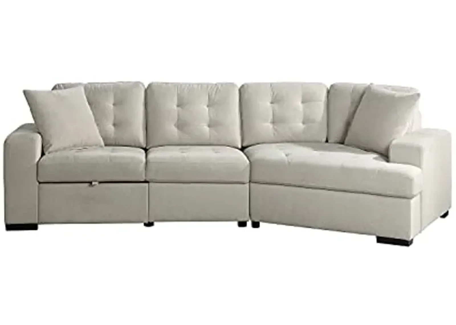 Lexicon Mid Century Modern 2-Piece Sectional Sofa with Pull-Out Ottoman, Chenille Fabric Convertible Sectional Couch Lounge Sofa with Cuddler for Living Room, Bedroom, Office, Apartment, Beige