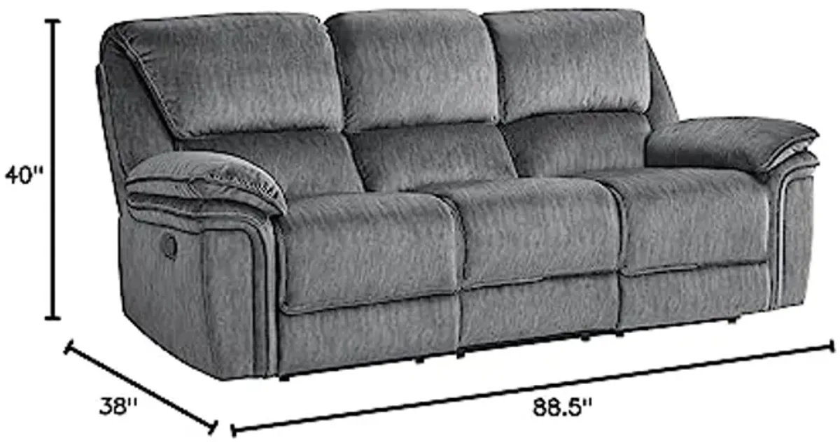 Lexicon Home Theater Seating, Wall Hugger Manual Reclining Sofa Couch, Dual Recliner Couch for Living Room, 3-Seater, Gray​