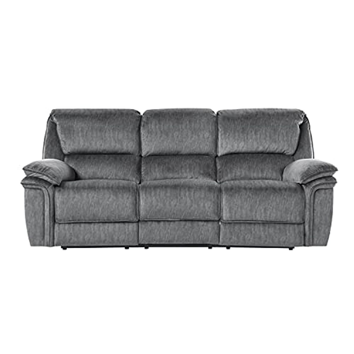 Lexicon Home Theater Seating, Wall Hugger Manual Reclining Sofa Couch, Dual Recliner Couch for Living Room, 3-Seater, Gray​