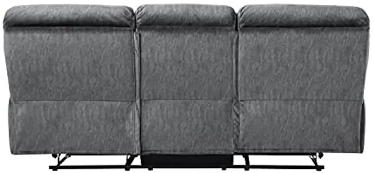 Lexicon Home Theater Seating, Wall Hugger Manual Reclining Sofa Couch, Dual Recliner Couch for Living Room, 3-Seater, Gray​