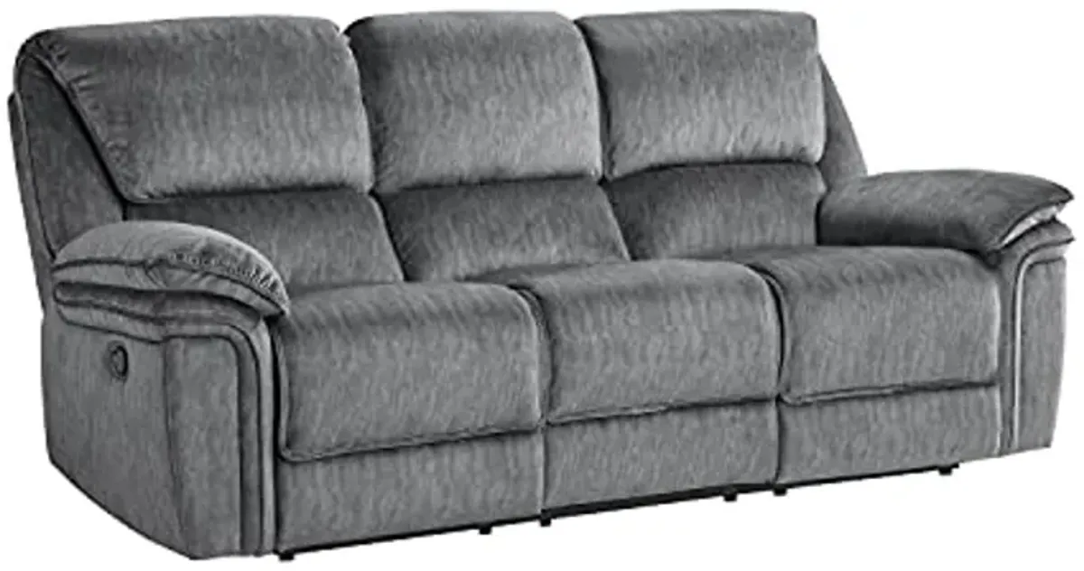 Lexicon Home Theater Seating, Wall Hugger Manual Reclining Sofa Couch, Dual Recliner Couch for Living Room, 3-Seater, Gray​