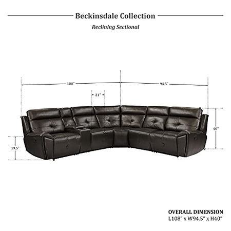 Lexicon Beckinsdale Modular Reclining Sectional Sofa, Dual-End, Brown