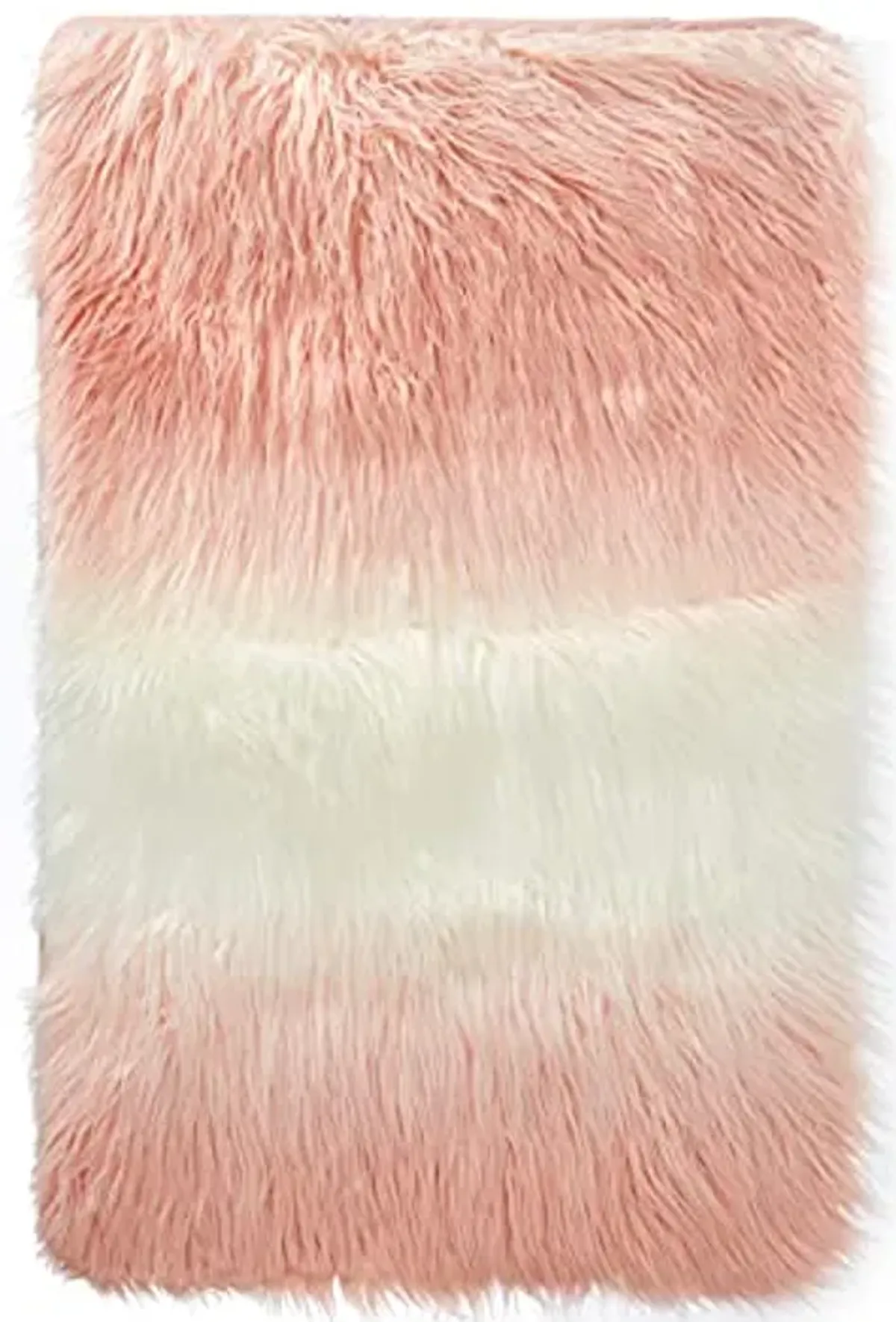 Heritage Kids Shaggy Long Hair Faux Fur Rectangular Area Rug for Kids Rooms, Teens, Nurserys, Playrooms, 30"x46"L, Ombre Blush, (WK699301)