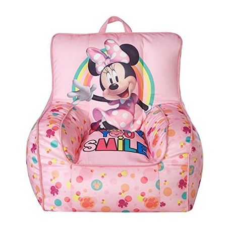 Idea Nuova Disney Minnie Mouse Smile Toddler Bean Bag Decorative Chair with Carry Handle, Large