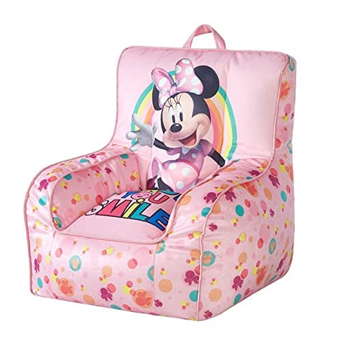 Idea Nuova Disney Minnie Mouse Smile Toddler Bean Bag Decorative Chair with Carry Handle, Large