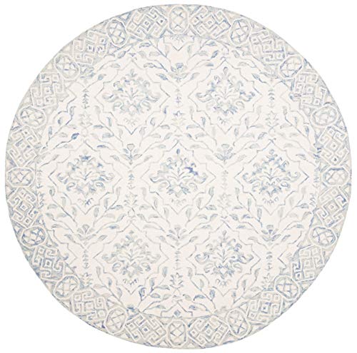 SAFAVIEH Dip Dye Collection 5' Round Light Blue/Ivory DDY901L Handmade Premium Wool Entryway Foyer Living Room Bedroom Kitchen Area Rug