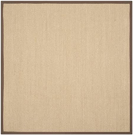 Safavieh Natural Fiber Collection 4' x 4' Square Maize/Brown NF141C Border Premium Sisal Entryway Living Room Foyer Bedroom Accent Rug