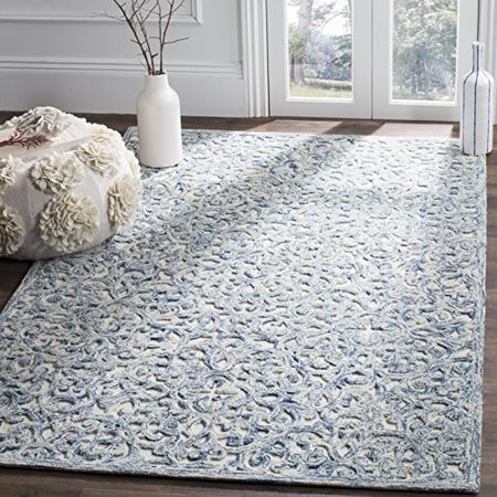 SAFAVIEH Trace Collection 9' x 12' Blue/Ivory TRC103B Handmade Premium Wool Living Room Dining Bedroom Area Rug