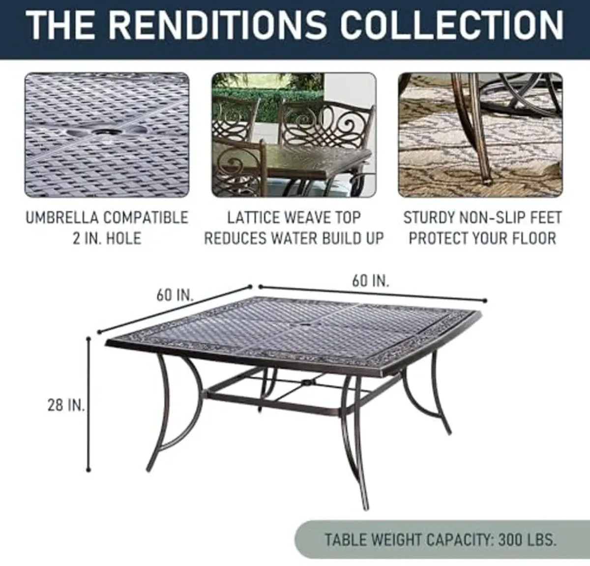 Hanover Renditions 9 Piece Outdoor Dining Set with Sunbrella® Fabric and Elegant 60" Square Patio Table with 8 Comfortable Swivel Chairs and Rust, UV, and Weather-Resistant Aluminum Frames in Silver