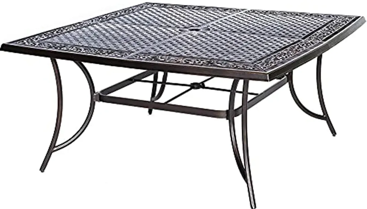 Hanover Renditions 9 Piece Outdoor Dining Set with Sunbrella® Fabric and Elegant 60" Square Patio Table with 8 Comfortable Swivel Chairs and Rust, UV, and Weather-Resistant Aluminum Frames in Silver