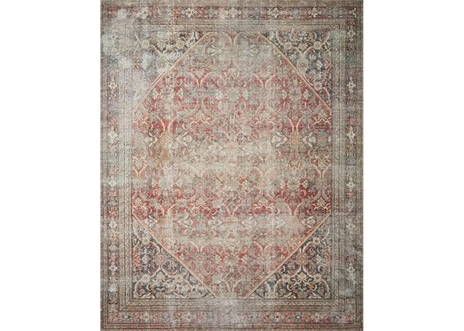 Loloi Amber Lewis Georgie Collection GER-01 Red/Navy 7'-6" x 9'-6", .19" Pile Height, Area Rug