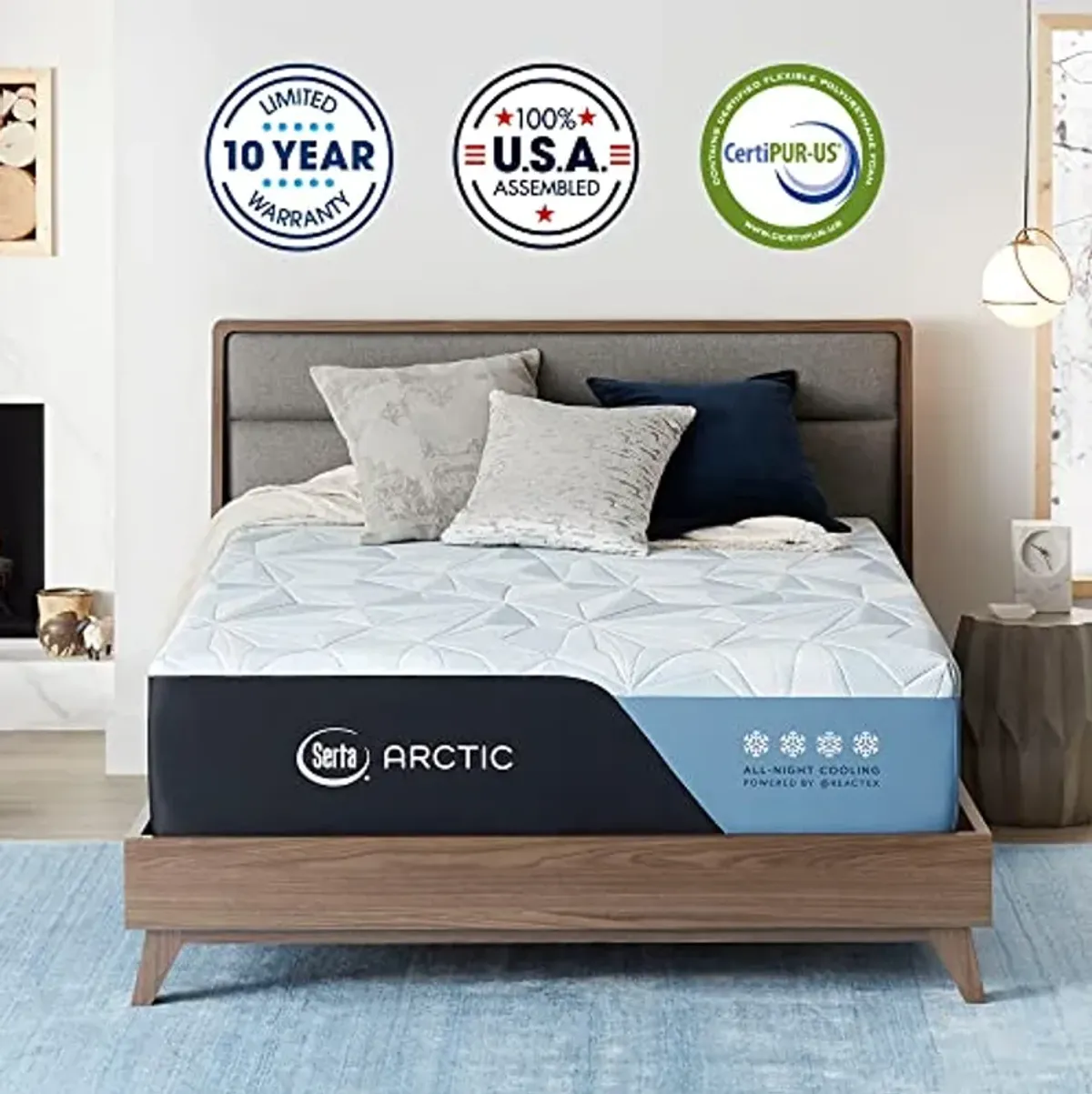 Serta Arctic Premier- 14.5" Queen Firm Mattress, USA Built, 100-Night Trial, CertiPUR-US Certified