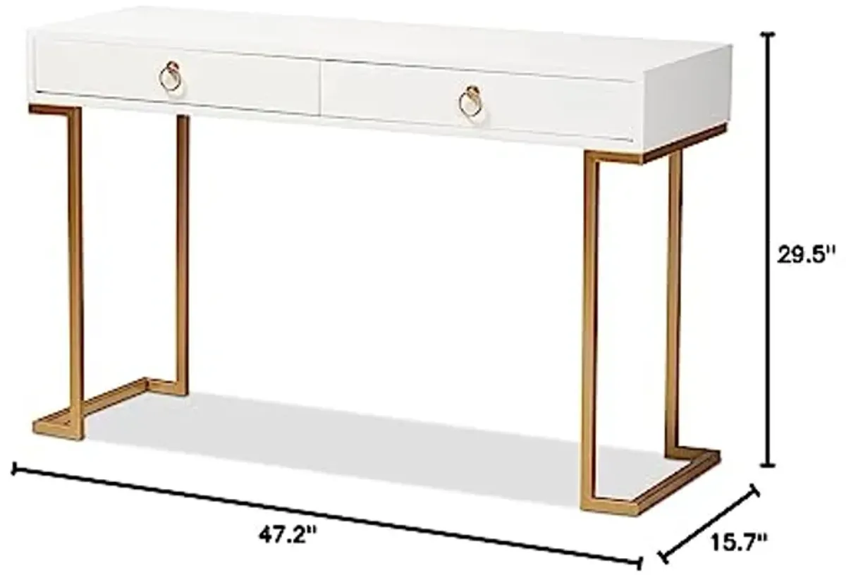 Baxton Studio Beagan Console Tables, White/Gold