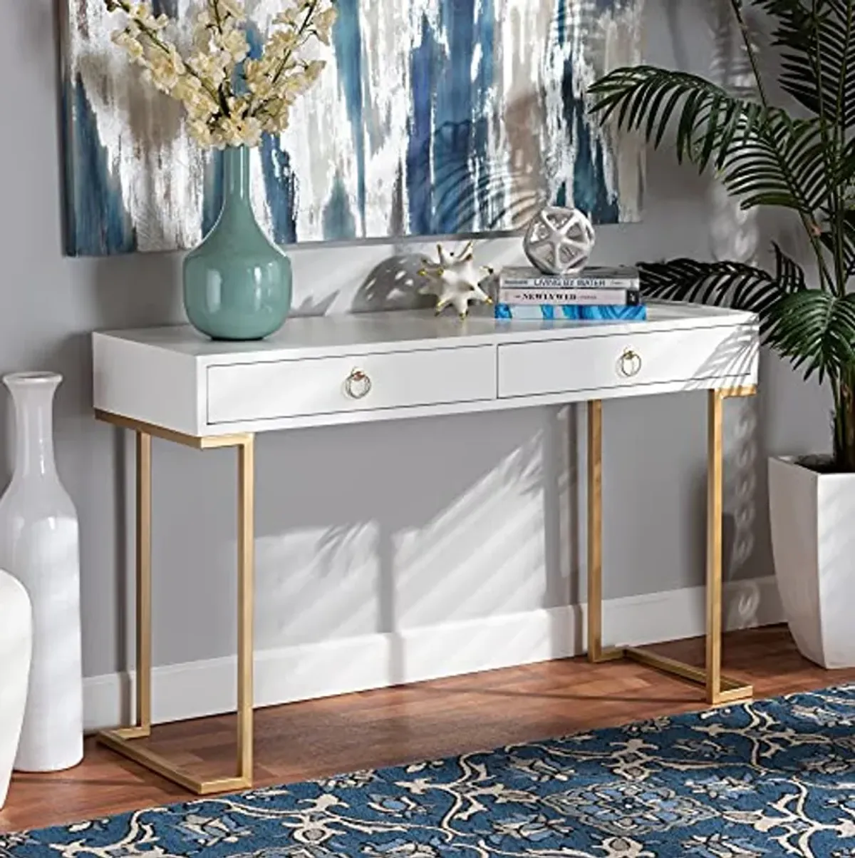 Baxton Studio Beagan Console Tables, White/Gold