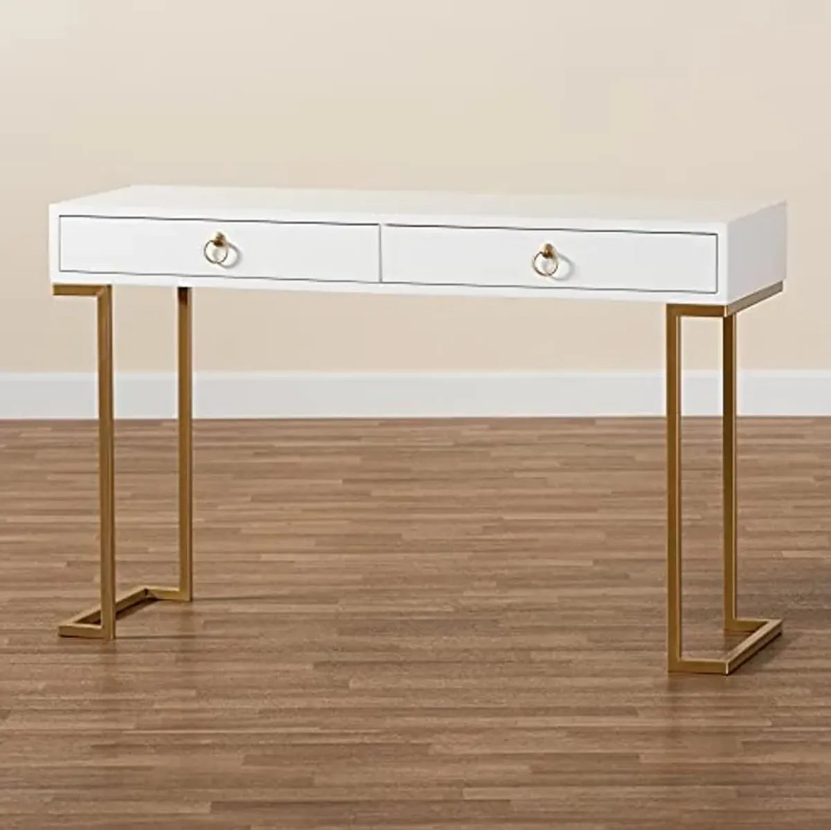 Baxton Studio Beagan Console Tables, White/Gold