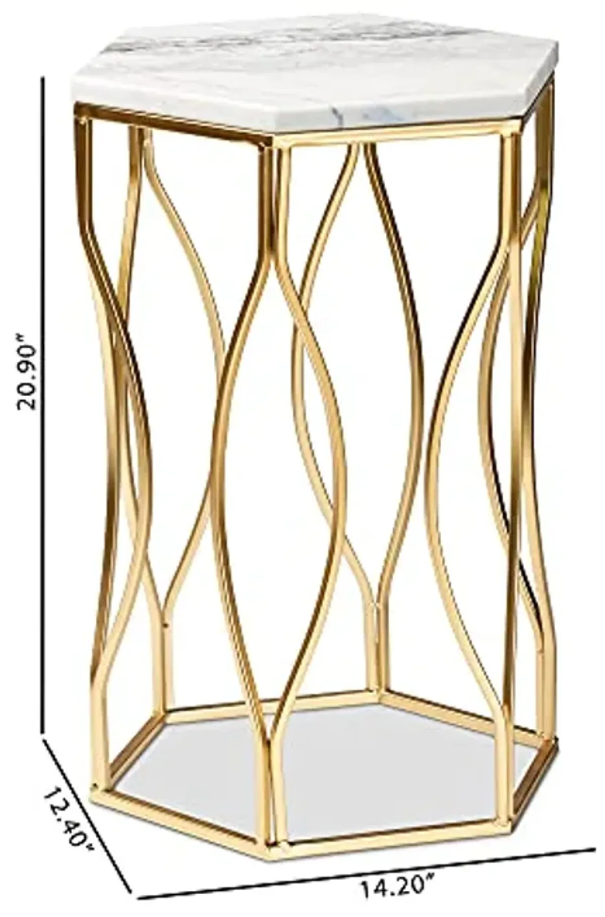 Baxton Studio Kalena End Tables, White/Gold