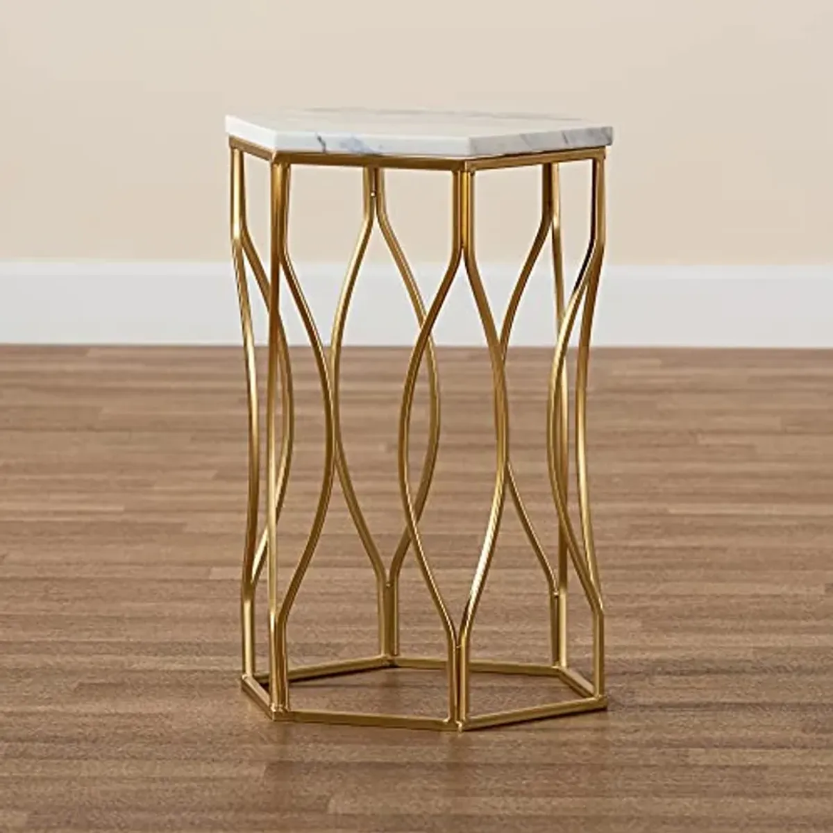 Baxton Studio Kalena End Tables, White/Gold