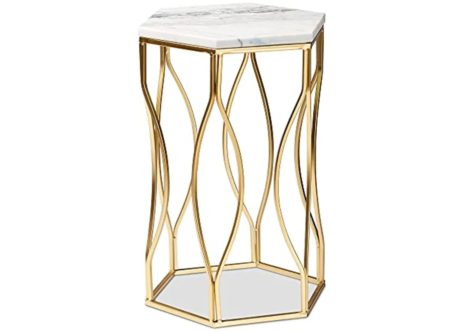 Baxton Studio Kalena End Tables, White/Gold