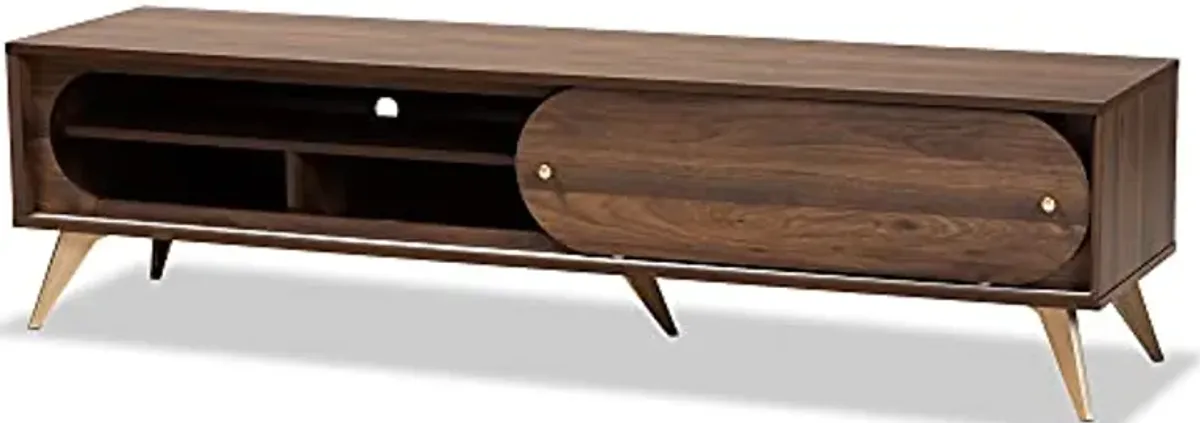 Baxton Studio Dena TV Stands, Walnut Brown/Gold