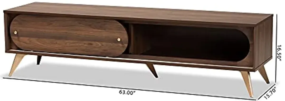 Baxton Studio Dena TV Stands, Walnut Brown/Gold