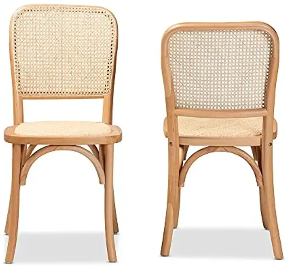 Baxton Studio Neah Dining Chairs, Beige/Natural Brown