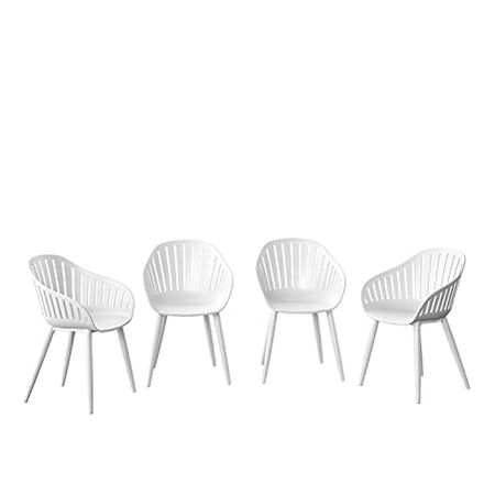 Amazonia Monstera 4-Piece Chair Set Aluminium Legs | Ideal for Outdoors and Indoors, White
