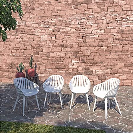 Amazonia Monstera 4-Piece Chair Set Aluminium Legs | Ideal for Outdoors and Indoors, White