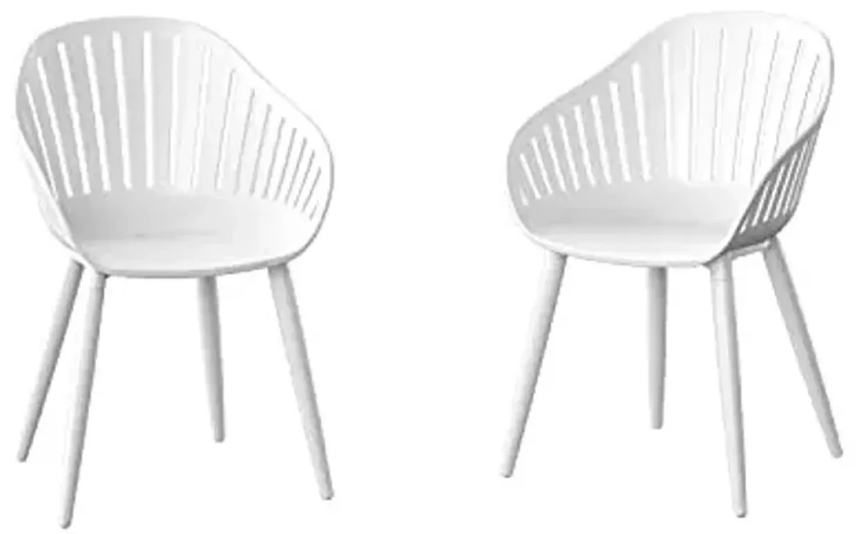Amazonia Monstera 2-Piece Chair Set Aluminium Legs | Ideal for Outdoors and Indoors, White