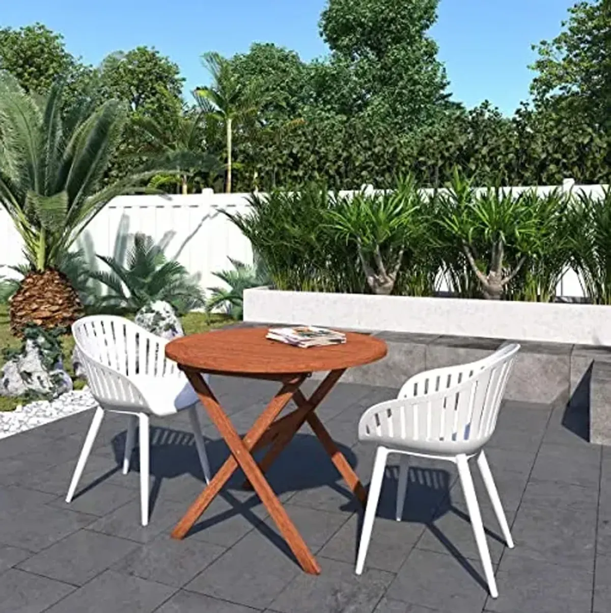 Amazonia Monstera 2-Piece Chair Set Aluminium Legs | Ideal for Outdoors and Indoors, White